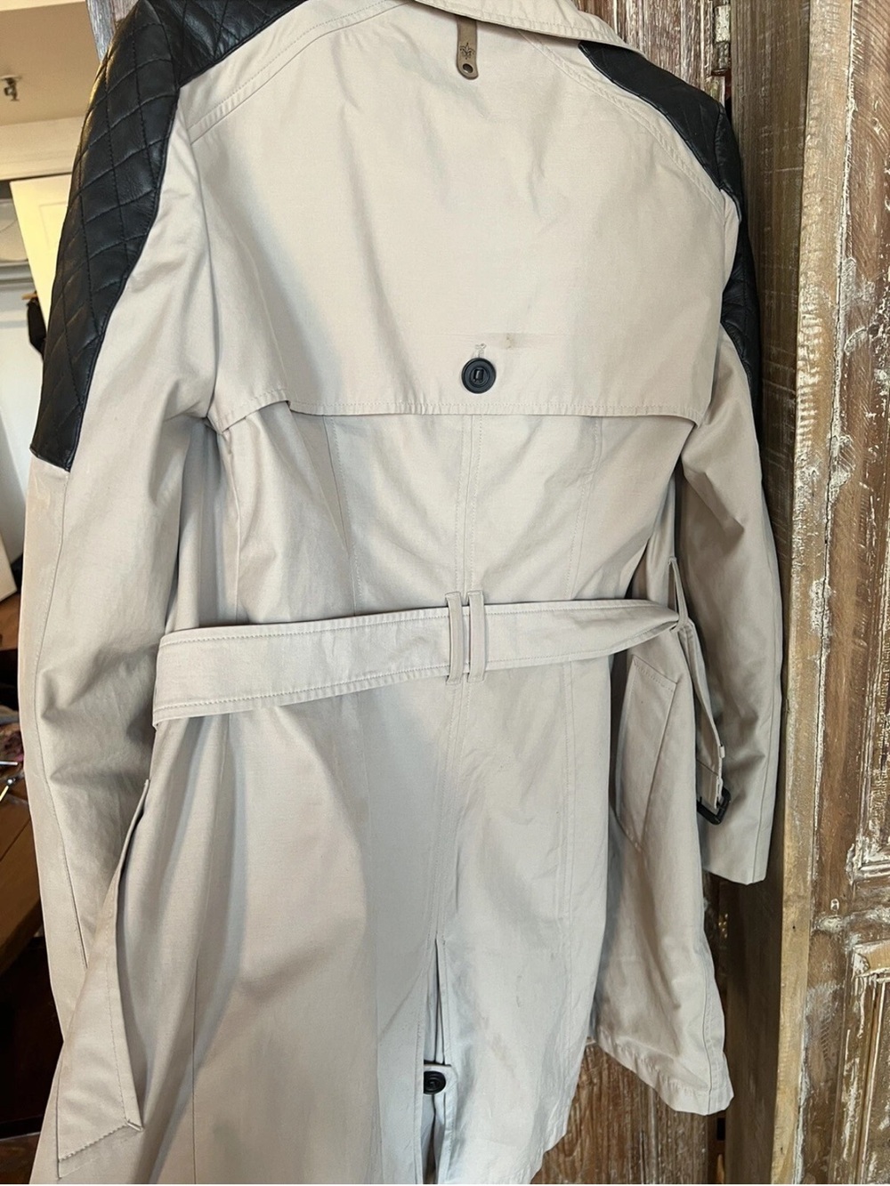 Mackage Lilith Trench Coat Leather Shoulders S - Picture 7 of 14